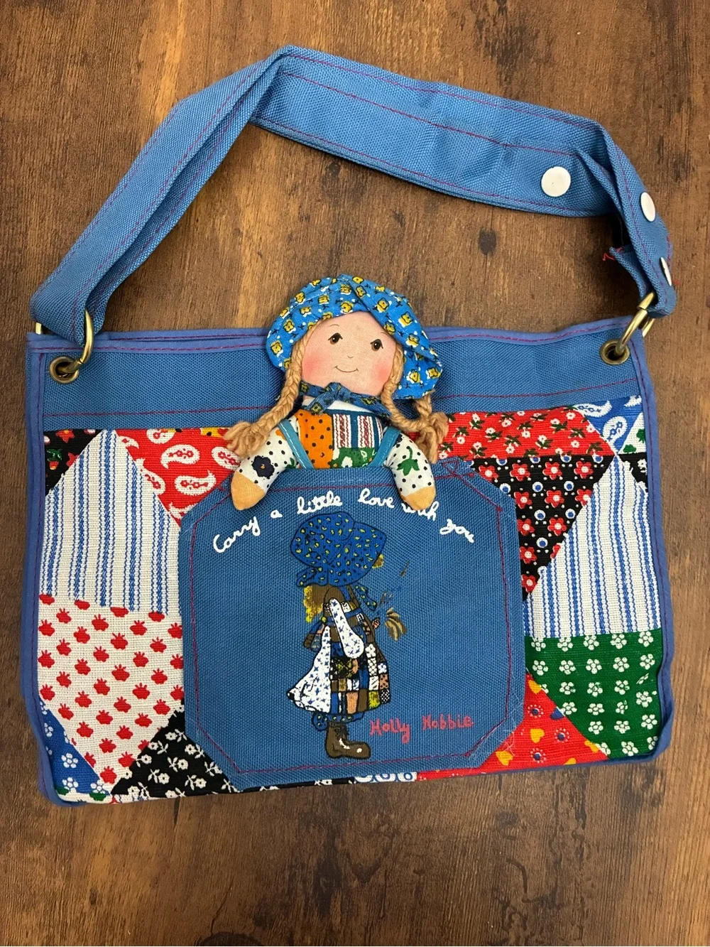 Vintage Patchwork Holly Hobbie Purse Tote Bag with Doll